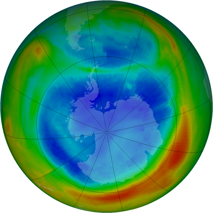 Antarctic ozone map for 02 September 1991